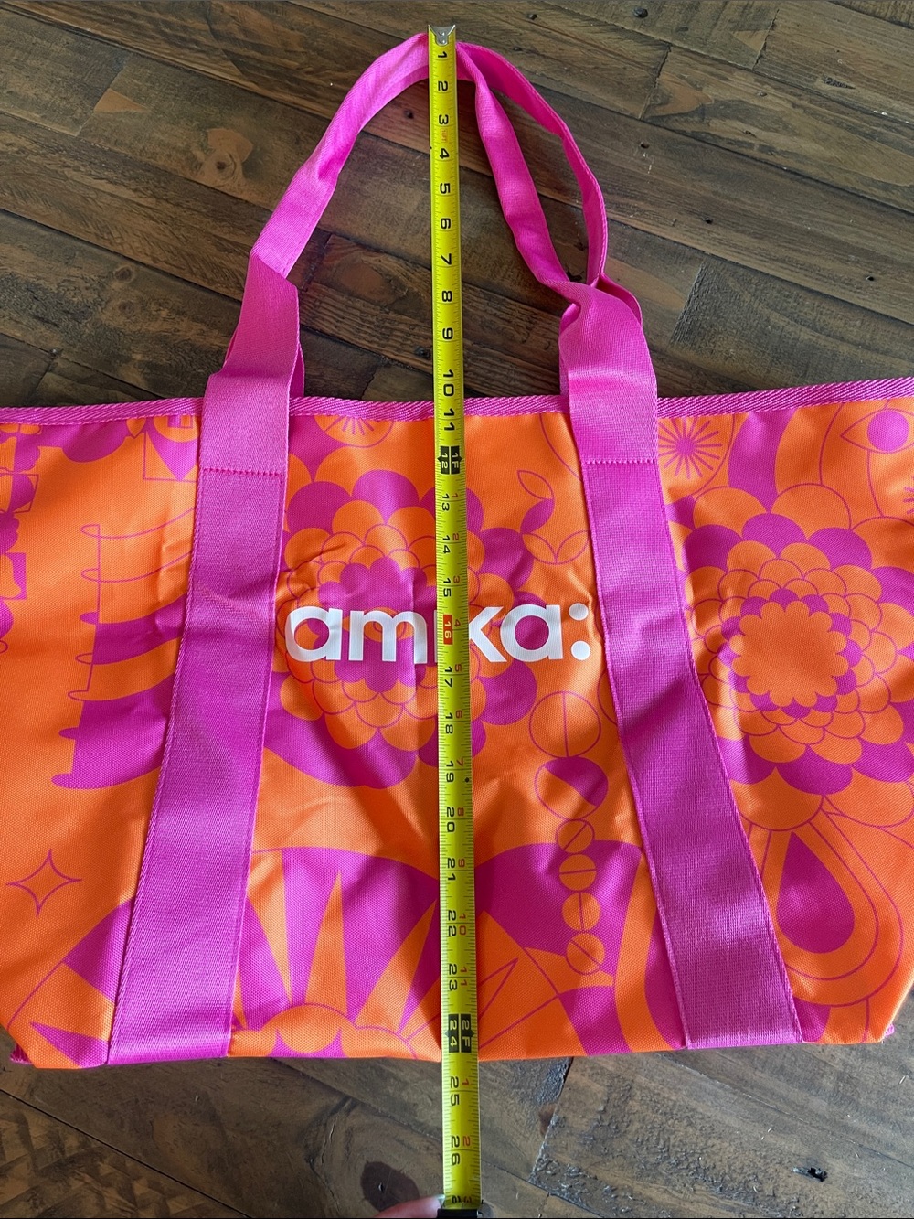 amika Orange and Pink Floral Logo Tote - Picture 6 of 7